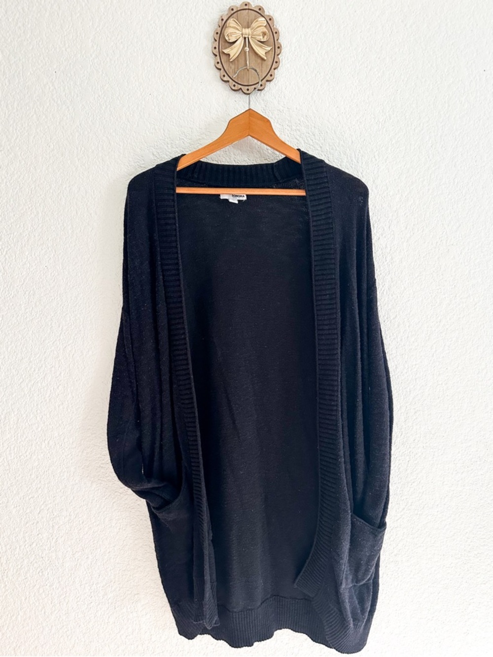 Sonoma Black Open-Front Women's Cardigan